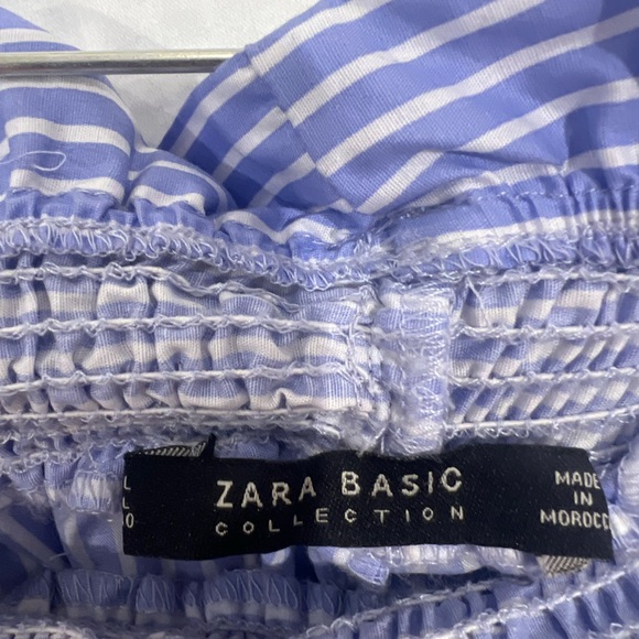 NEW Zara Stripped Blue Striped Strapless Blouse - Picture 11 of 11